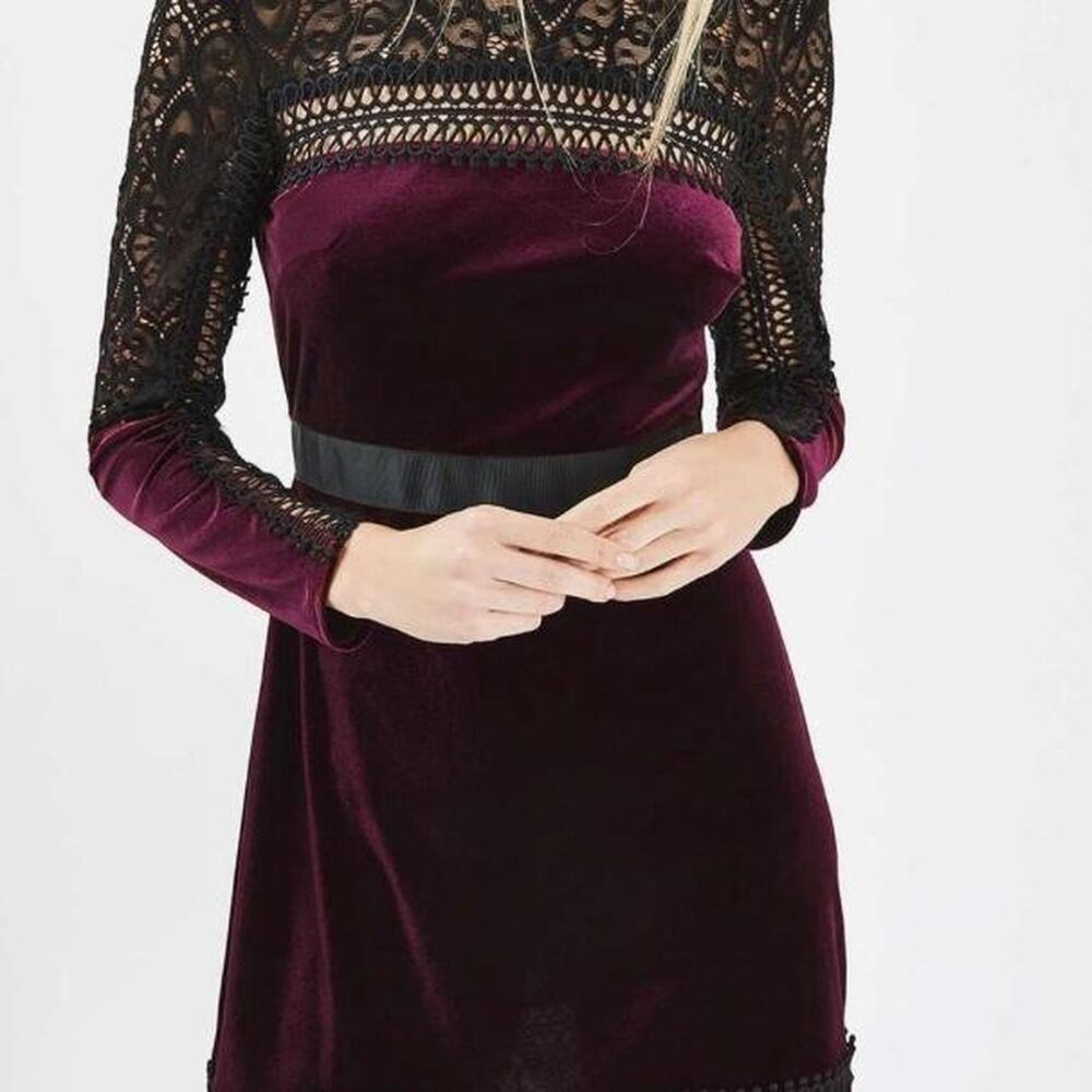 Petitetop shop burgundy velvet dress